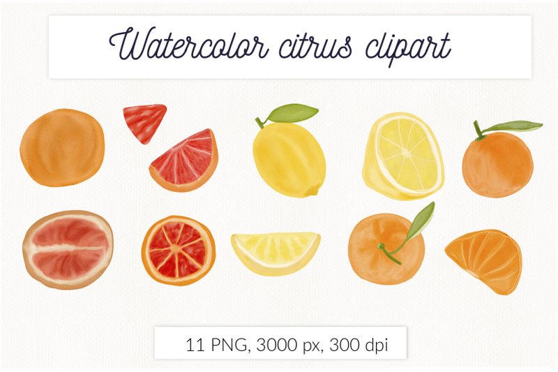watercolor-citrus-clipart-watercolor-tangerine-mandarin-lemon-grap