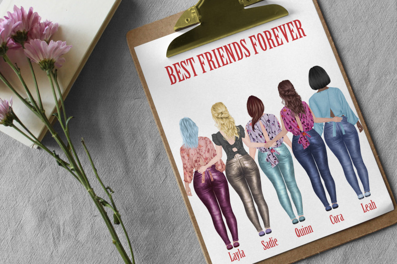 best-friends-clipart-fashion-girls-portret-creator-mug-png