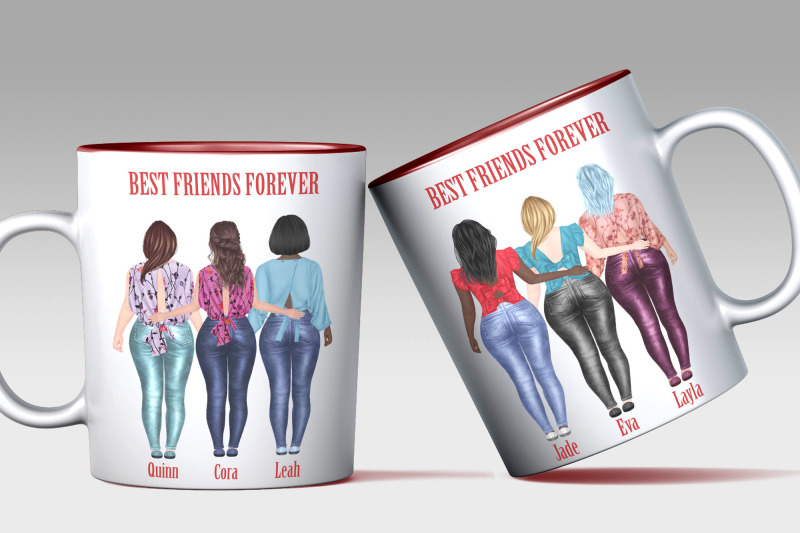 best-friends-clipart-fashion-girls-portret-creator-mug-png