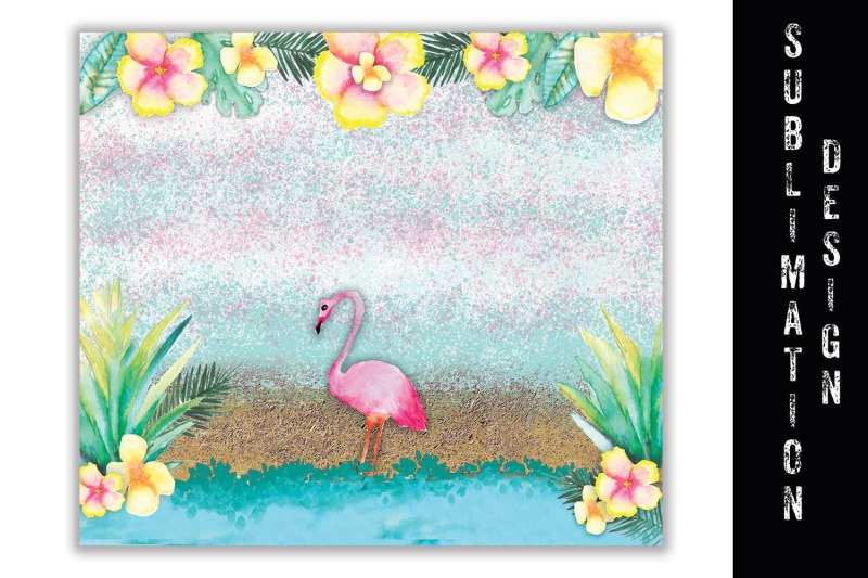 flamingo-tropical-beach-skinny-tumbler-sublimation-design