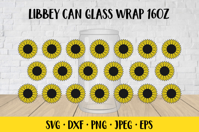 sunflower-beer-can-glass-wrap-template-svg-soda-glass-can