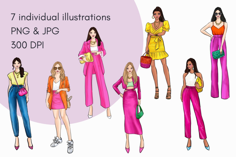 girls-in-brights-3-light-skin-watercolor-fashion-clipart