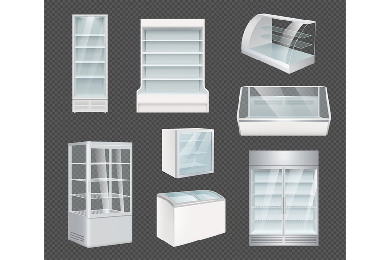 refrigeration-realistic-retail-open-white-refrigerators-with-ice-for