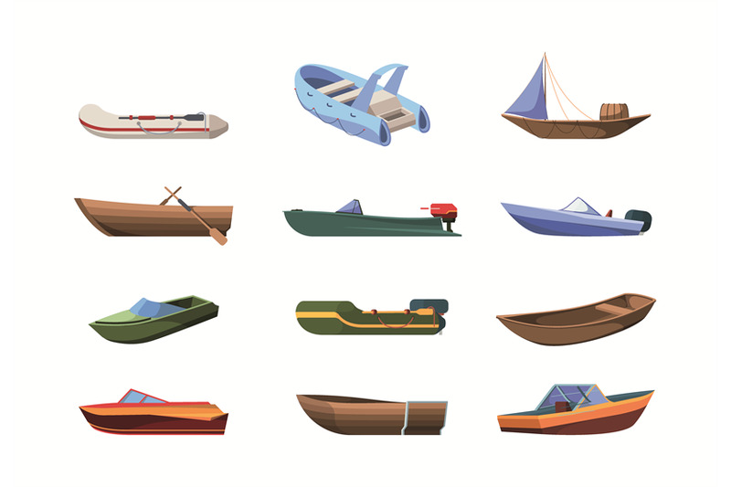 wooden-boats-sea-or-ocean-transport-boats-little-ships-garish-vector