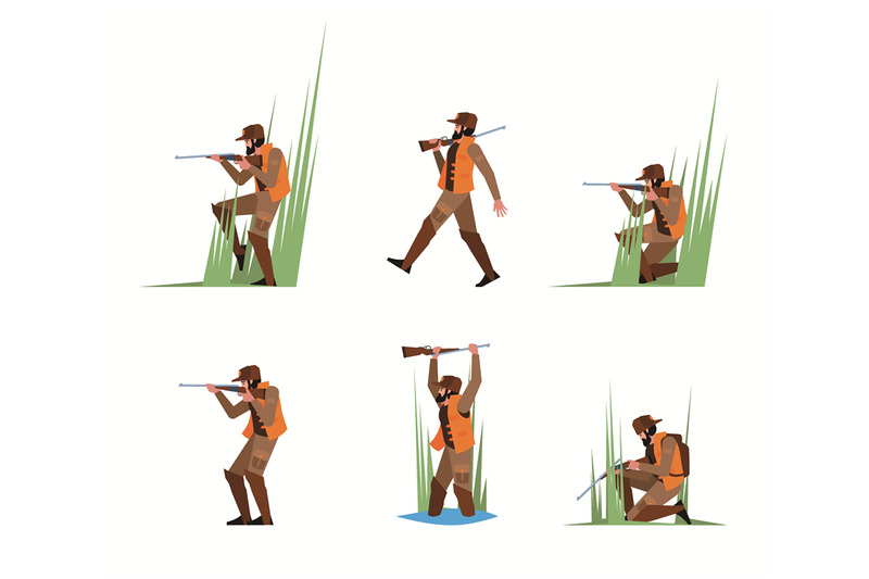 hunter-rifleman-in-various-poses-sniper-with-armor-hunter-warrior-wea