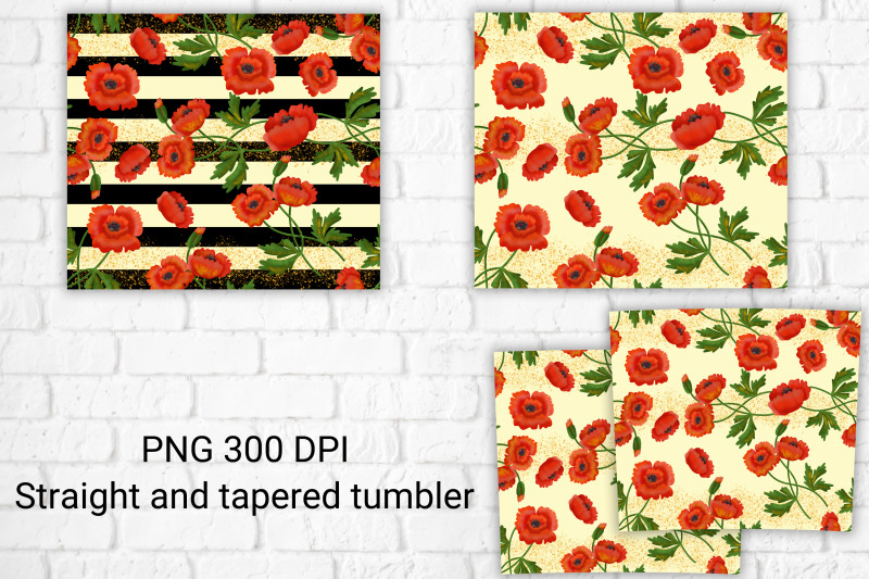 floral-tumbler-design-poppies-sublimation