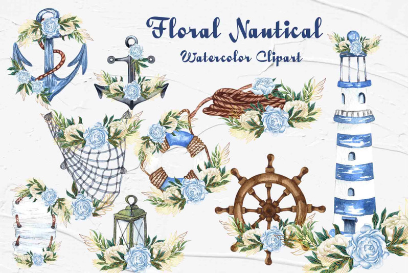 floral-nautical-watercolor-clipart