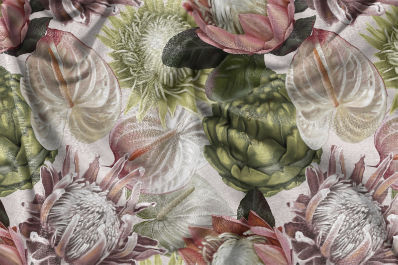 protea-seamless-pattern-tropical-summer-flowers-exotic-floral