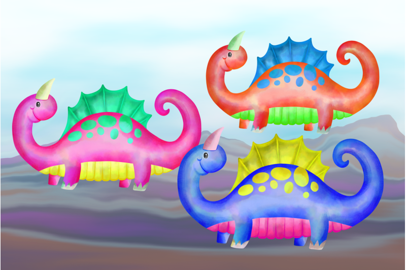 watercolor-dinosaur-clipart-set