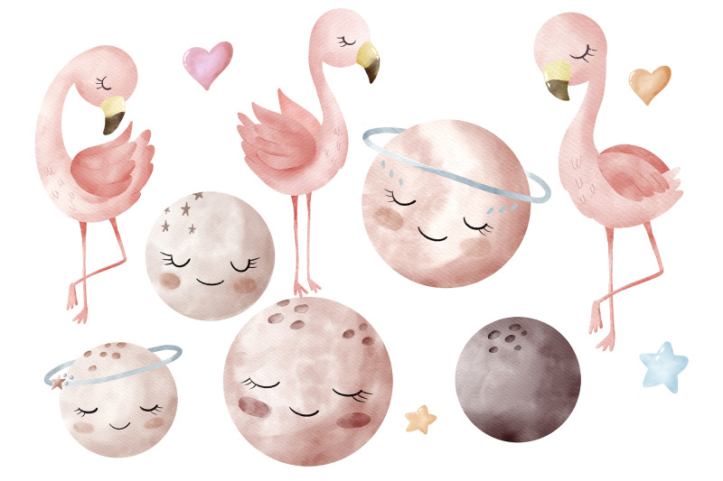 watercolor-pink-space-flamingo-clipart-png-baby-girl-clipart-space