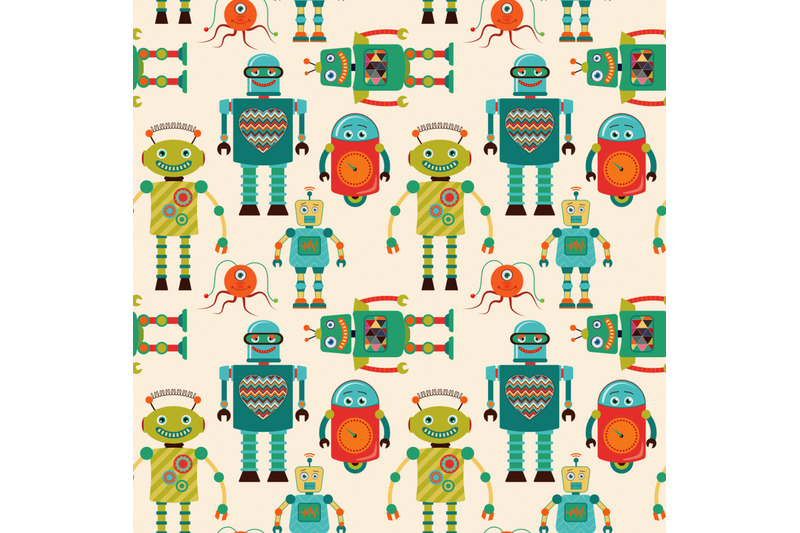 cute-retro-robots-seamless-pattern-vintage-hipster-background-for-kid