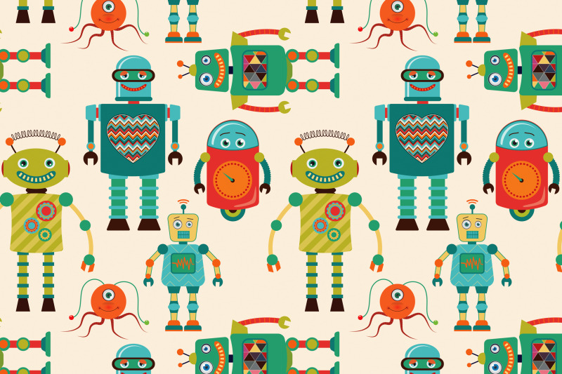 cute-retro-robots-seamless-pattern-vintage-hipster-background-for-kid