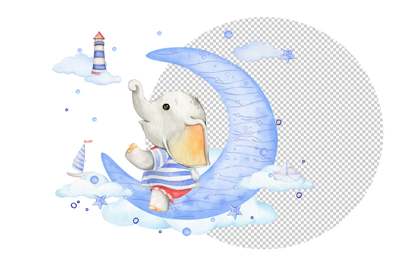 watercolor-elephant-baby-clipart-cute-nautical-sea-ocean-kids-clip-ar