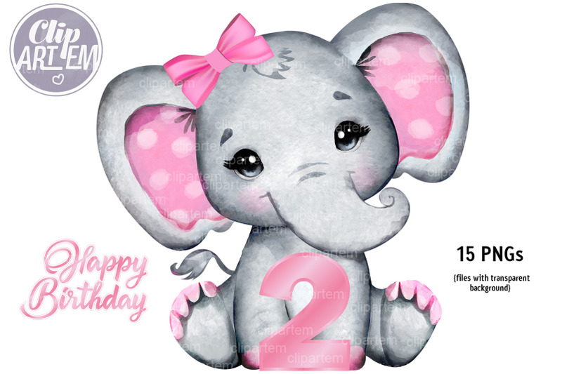 cute-pink-girl-elephant-12-month-numbers-15-png-set