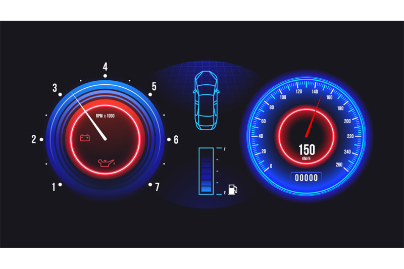 car-dashboard-electric-automobile-speedometer-odometer-and-tachometer