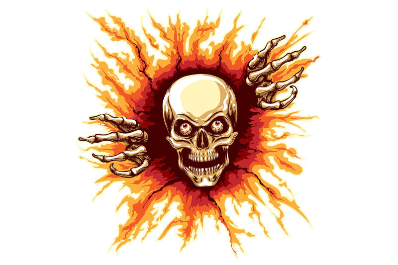 skull-rising-from-hell-vector-illustration-isolated-on-white