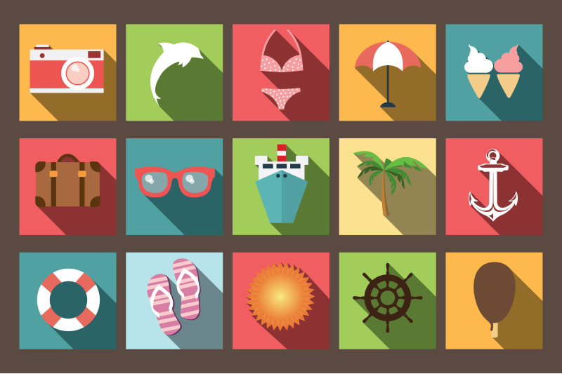 summer-vacation-flat-icons