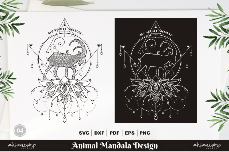 ibex-animal-mandala-design-vector-04