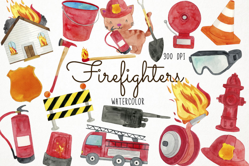 watercolor-firefighters-clipart-fireman-clipart-fire-clipart