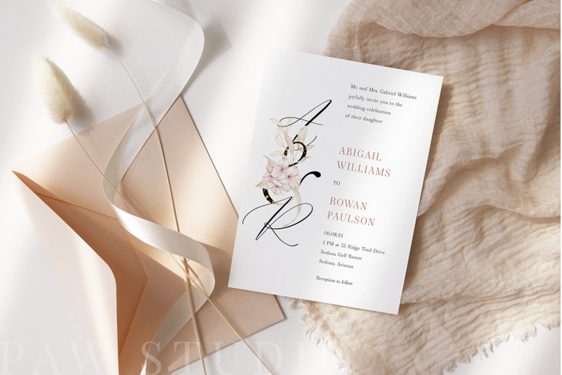 wedding-invitation-card-template-nature-hydrangea-boho