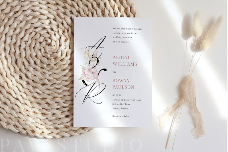 wedding-invitation-card-template-nature-hydrangea-boho
