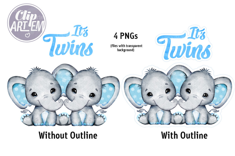 Twins Baby Elephant Centerpiece Pink and Blue Elephants Girl