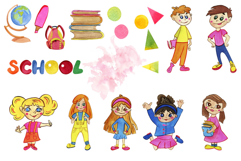 watercolor-back-to-school-clip-art-children-boys-and-girls