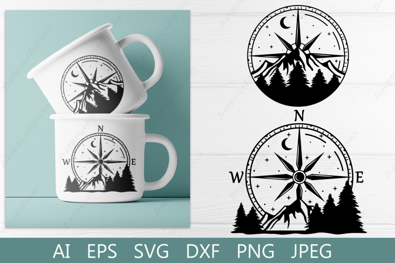 compass-with-mountain-svg-travel-clipart-wild-landscape-illustration