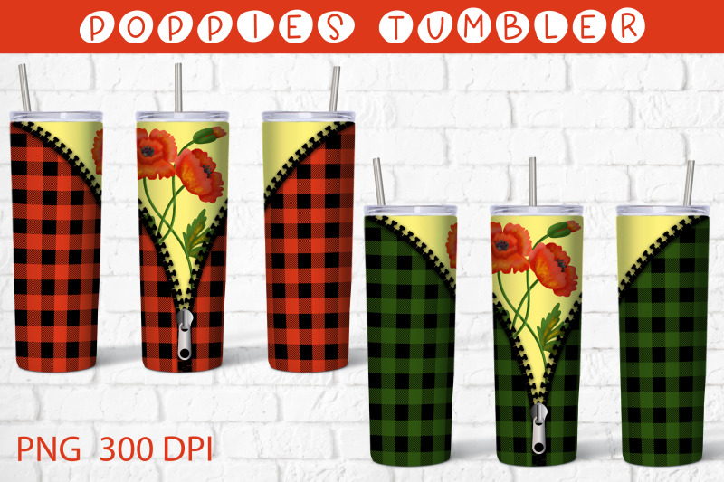 floral-tumbler-design-buffalo-plaid-tumbler