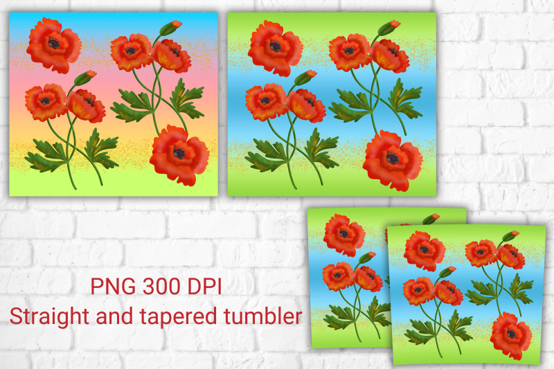 floral-tumbler-design-poppies-sublimation