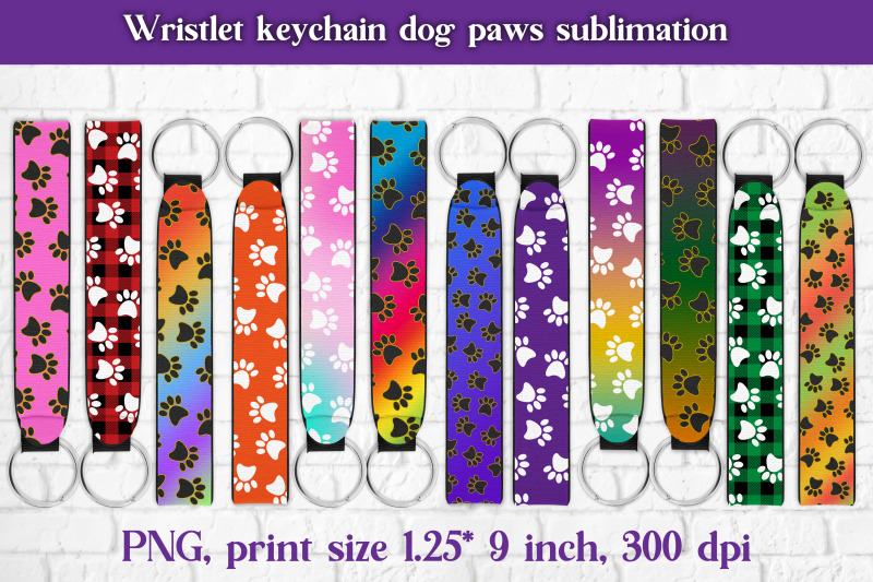 wristlet-keychain-dog-paws-sublimation-key-fob-wristlet