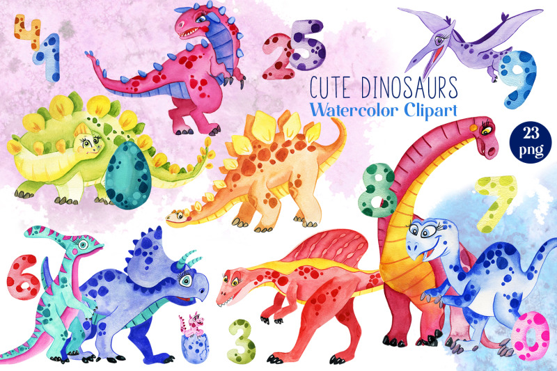 cute-dinosaurs-watercolor-clipart-sublimation-designs