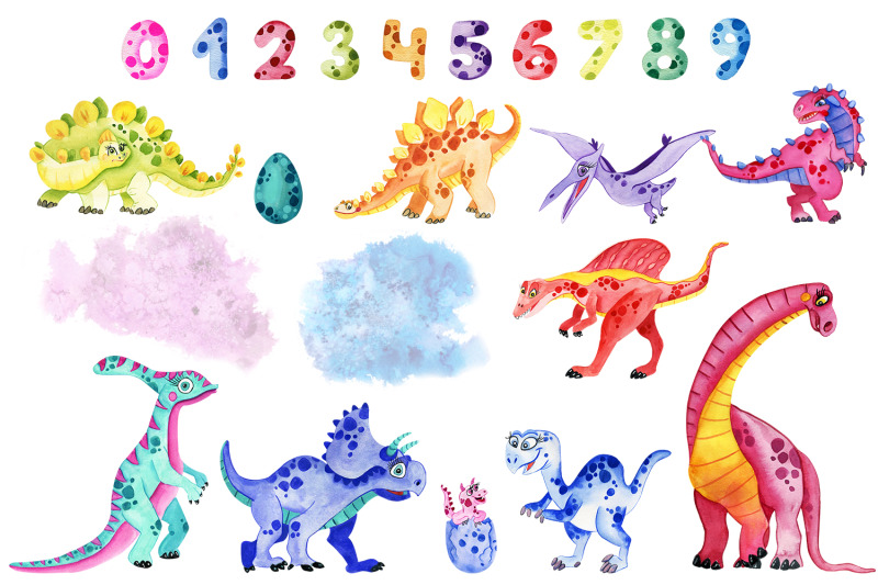 cute-dinosaurs-watercolor-clipart-sublimation-designs