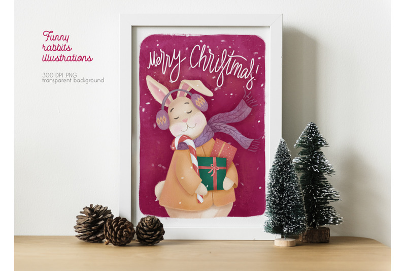 new-year-rabbits-winter-animals-illustrations