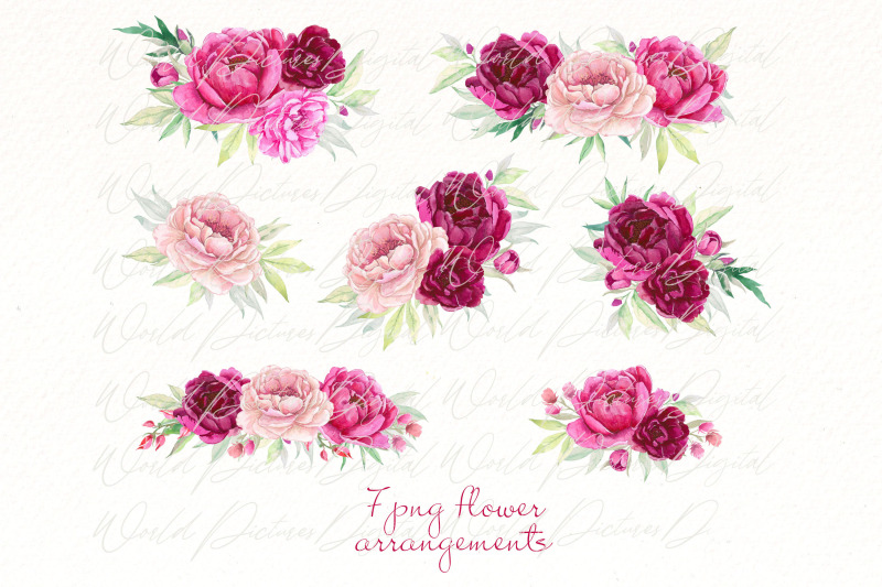 watercolor-peonies-bouquets-png-bundle-pink-floral-clipart