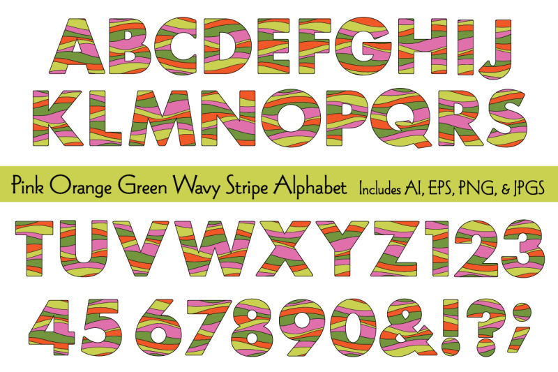 pink-orange-green-wavy-stripe-alphabet