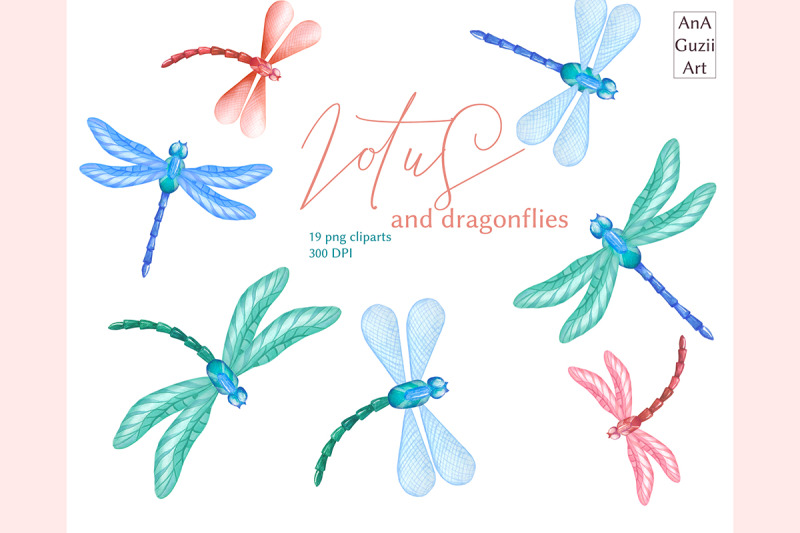 watercolor-lotus-flowers-dragonfly-clipart