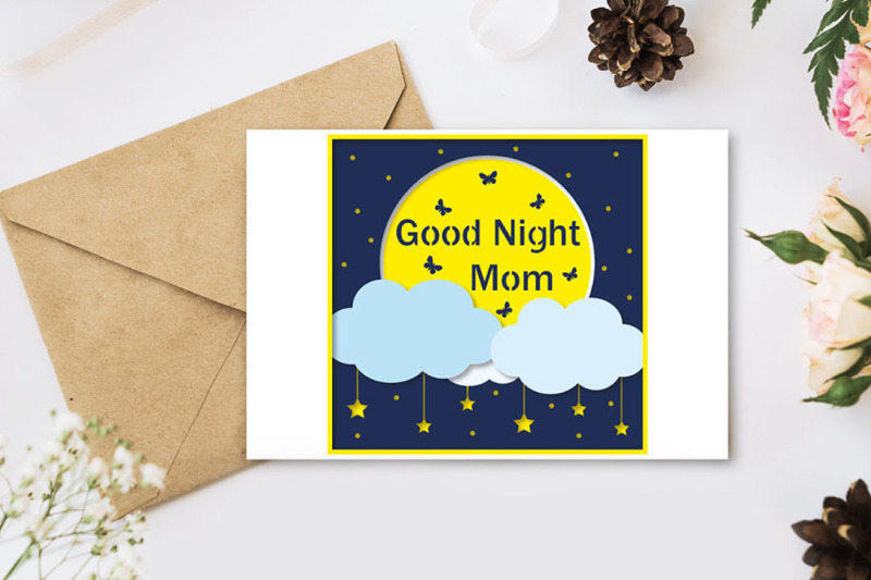 good-night-mom-postcard-template-papercut-svg