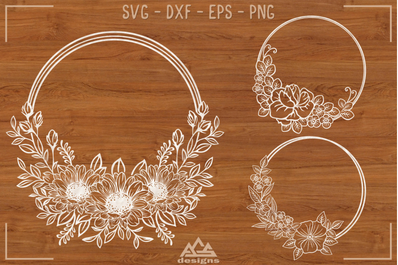 flowers-wreath-flowers-frame-papercut-svg-design