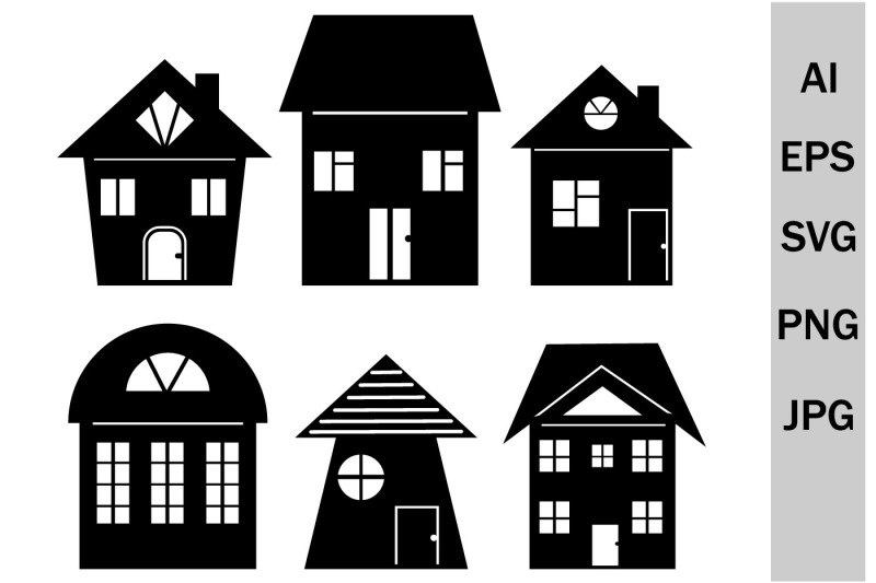 set-houses-svg-city-of-houses-architecture-monogram-svg