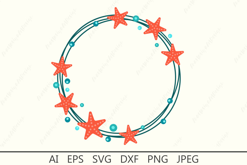 starfish-monogram-frame-svg-circle-summer-wreath-dxf