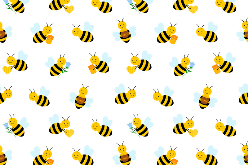 bees-pattern-honey-pattern-bees-background-bees-svg