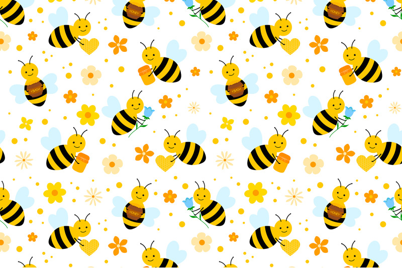 bees-pattern-honey-pattern-bees-background-bees-svg