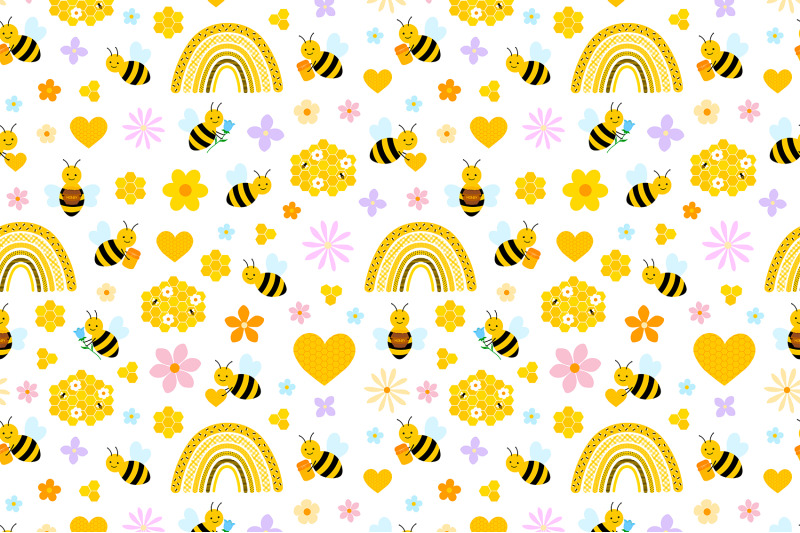 bees-pattern-honey-pattern-bees-background-bees-svg