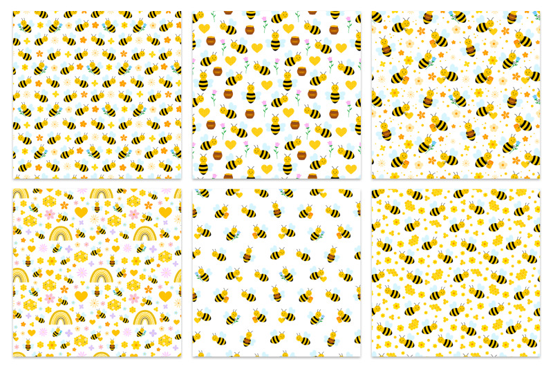 bees-pattern-honey-pattern-bees-background-bees-svg