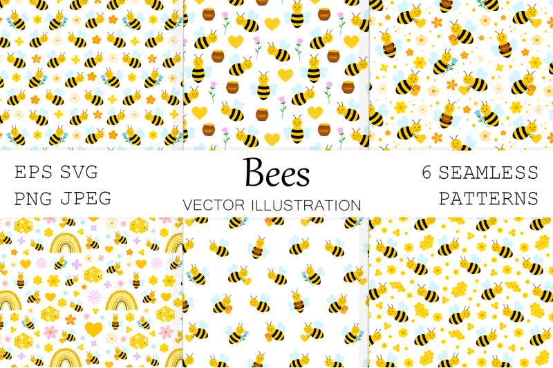 bees-pattern-honey-pattern-bees-background-bees-svg