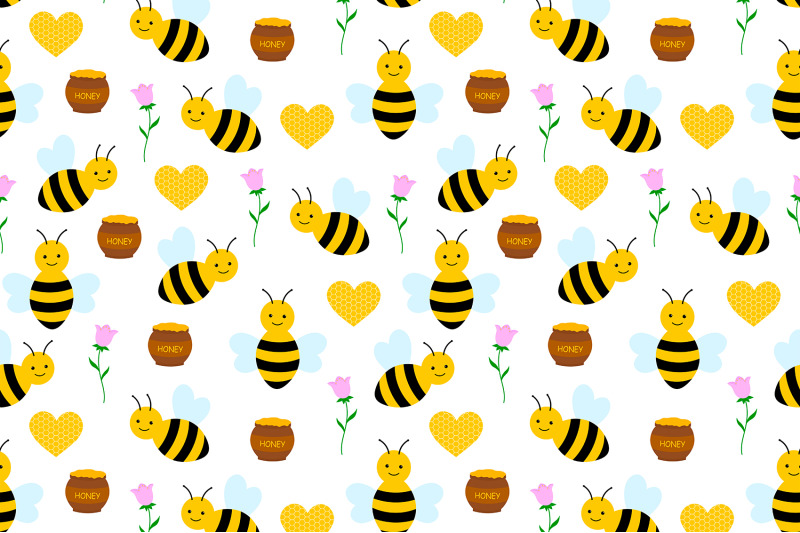 bees-pattern-honey-pattern-bees-background-bees-svg