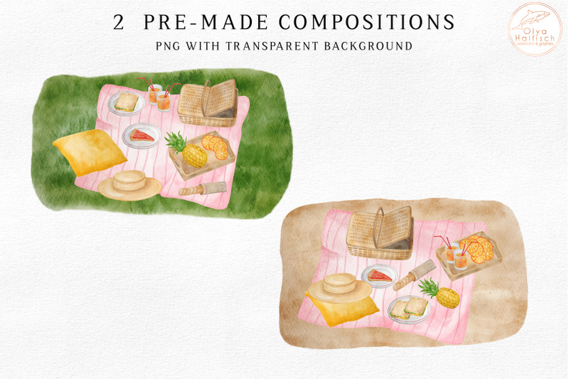 summer-picnic-clipart-set-digital-watercolor-picnic-food-png