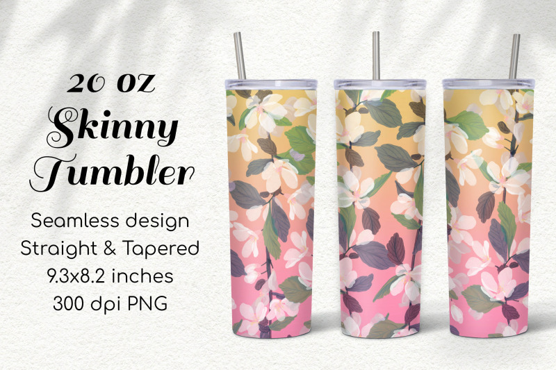 gradient-sakura-blossom-20-oz-skinny-tumbler-sublimation
