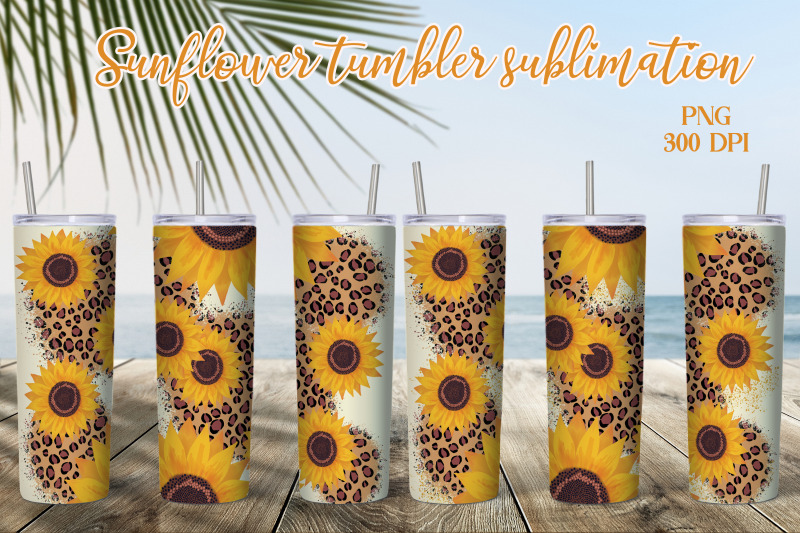 sunflower-tumbler-sublimation-tumbler-leopard-print